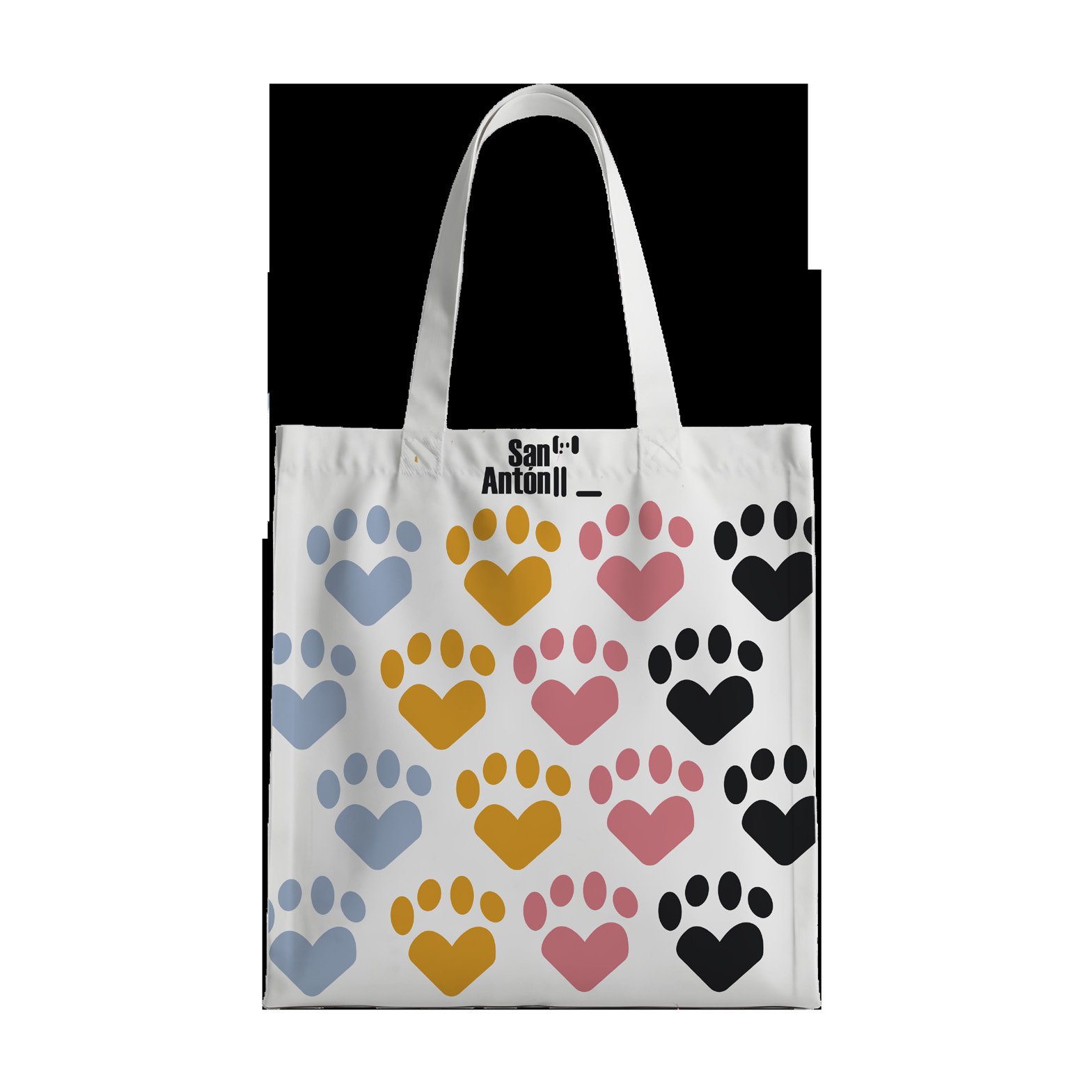 Tote bag with colorful paw prints