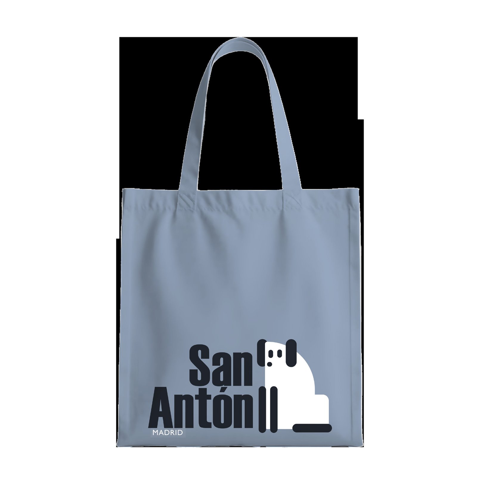 Blue tote bag with San Antón logo