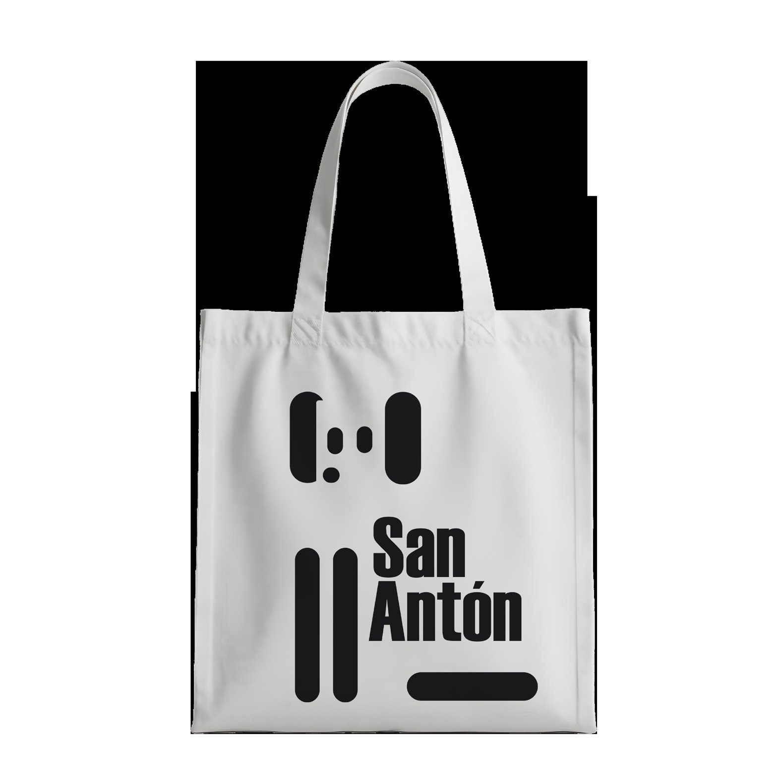 White tote bag with the San Antón logo