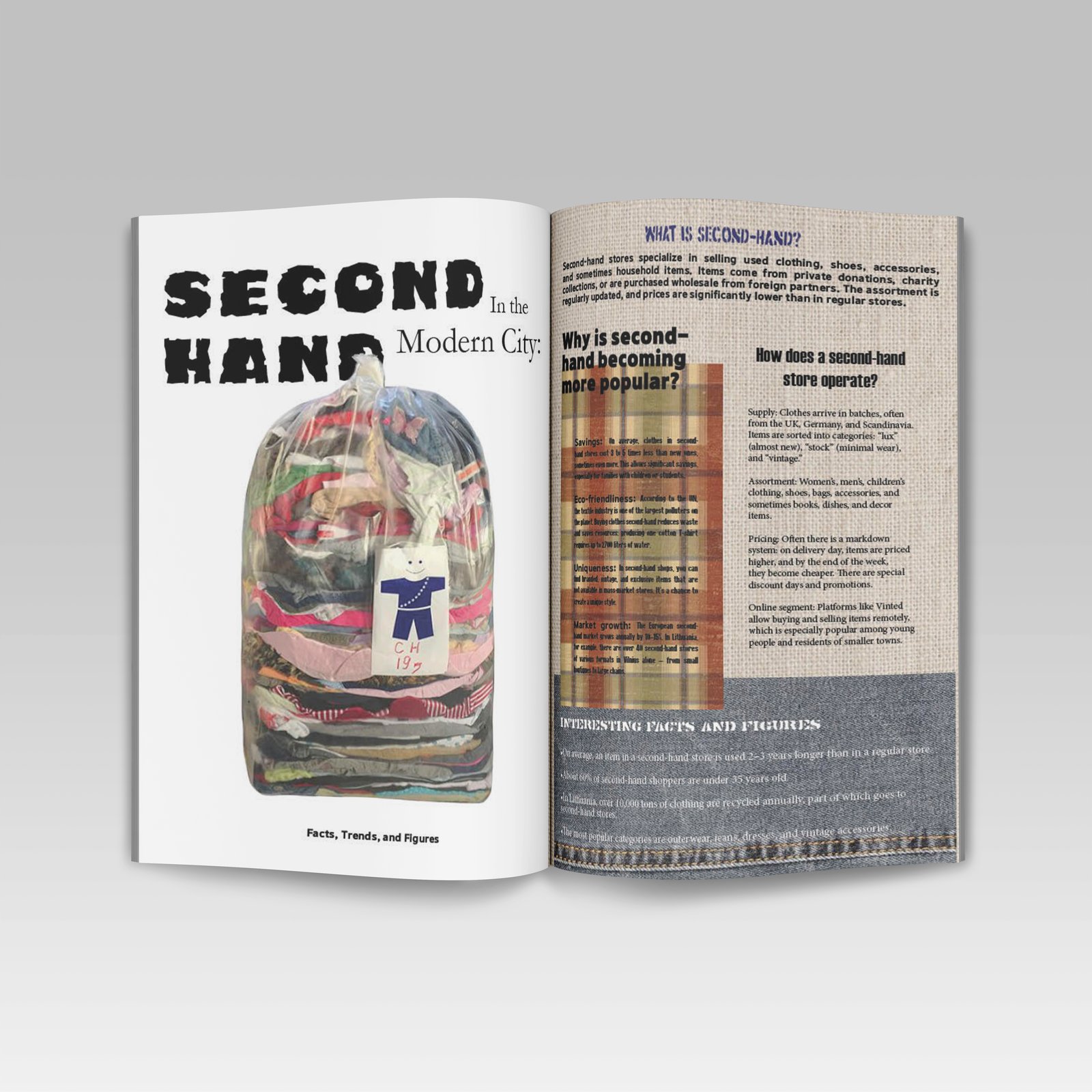 Open Second Hand magazine spread mockup