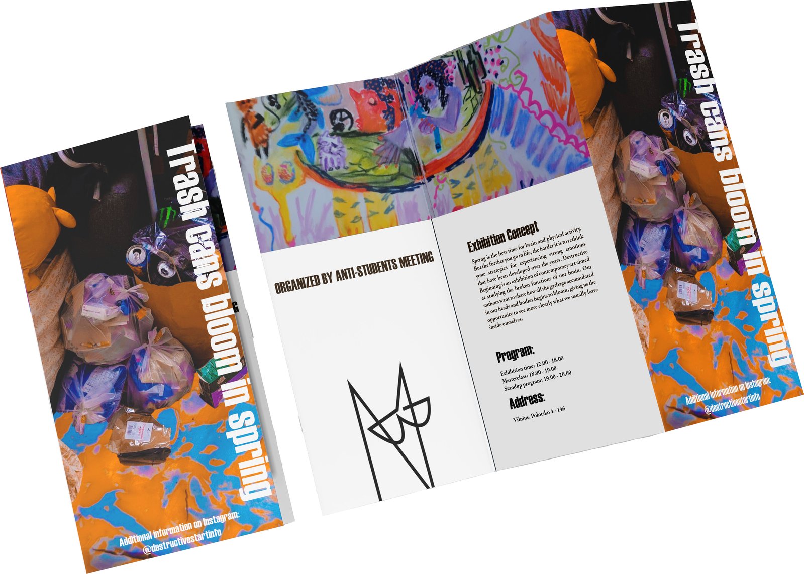 Accordion folded exhibition booklet, front