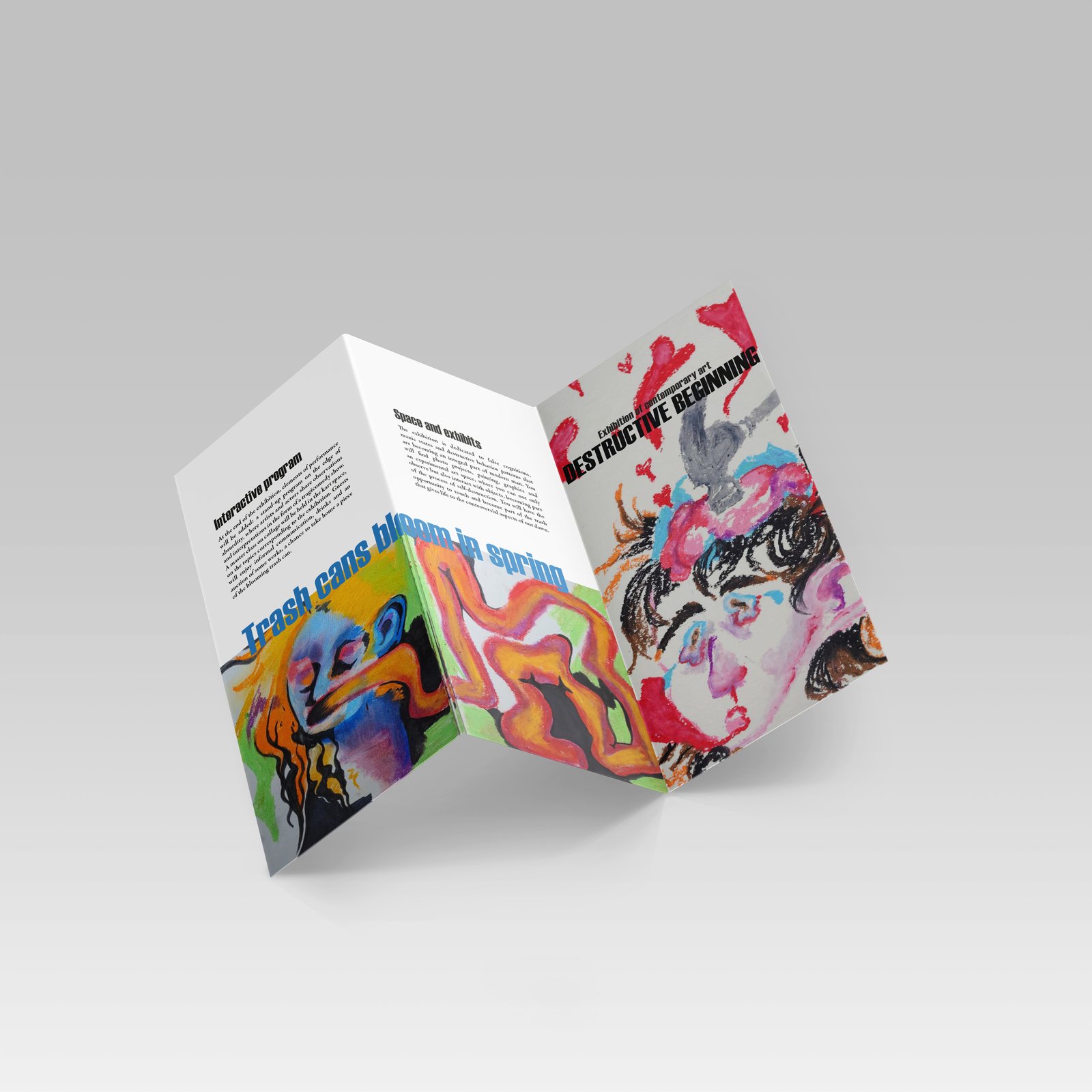 Z-fold brochure mockup of the exhibition booklet
